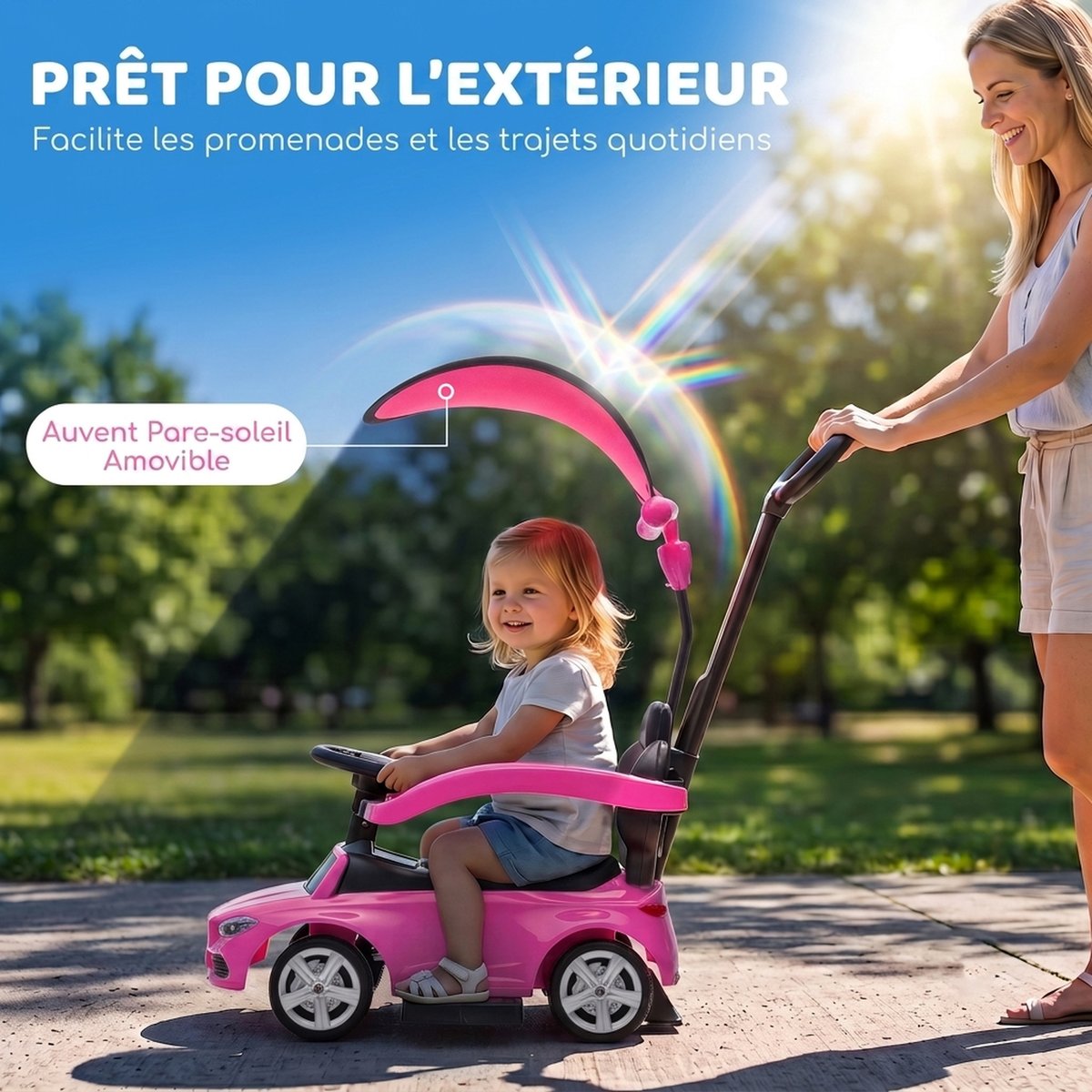 Voiture à glisse à chevaucher PP Rose rose, noir, AIYAPLAY