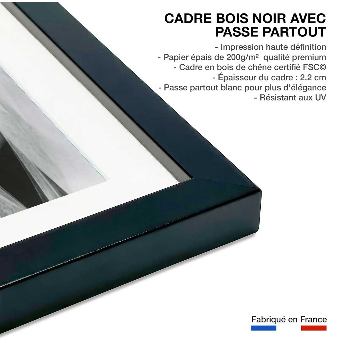 Affiche de film avec Audrey Hepburn affiche + cadre en bois - noir, HEXOA