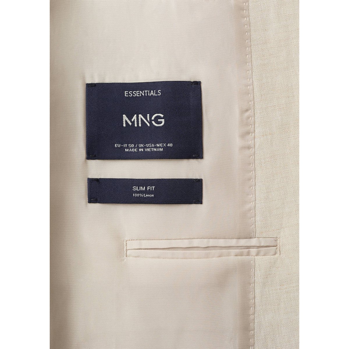 Veste costume Amalfi 100 % lin slim-fit écru, MANGO MAN