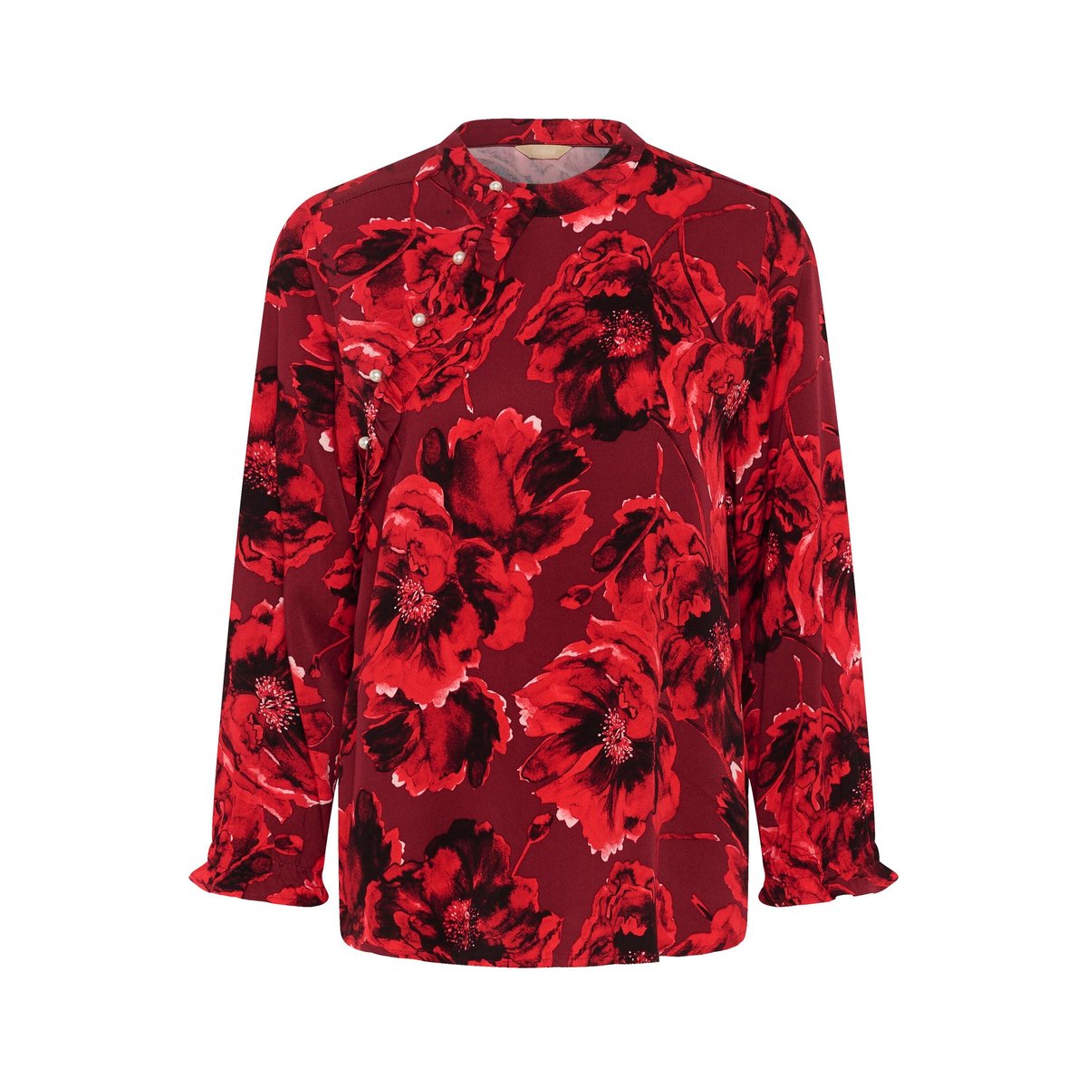 Chemise à manches longues rouge red flower, CULTURE