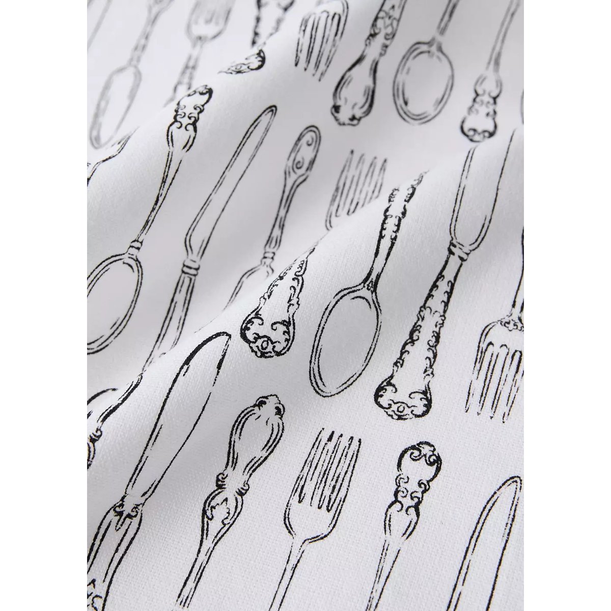 Torchon de cuisine en coton imprimé couverts blanc cassé, MANGO HOME