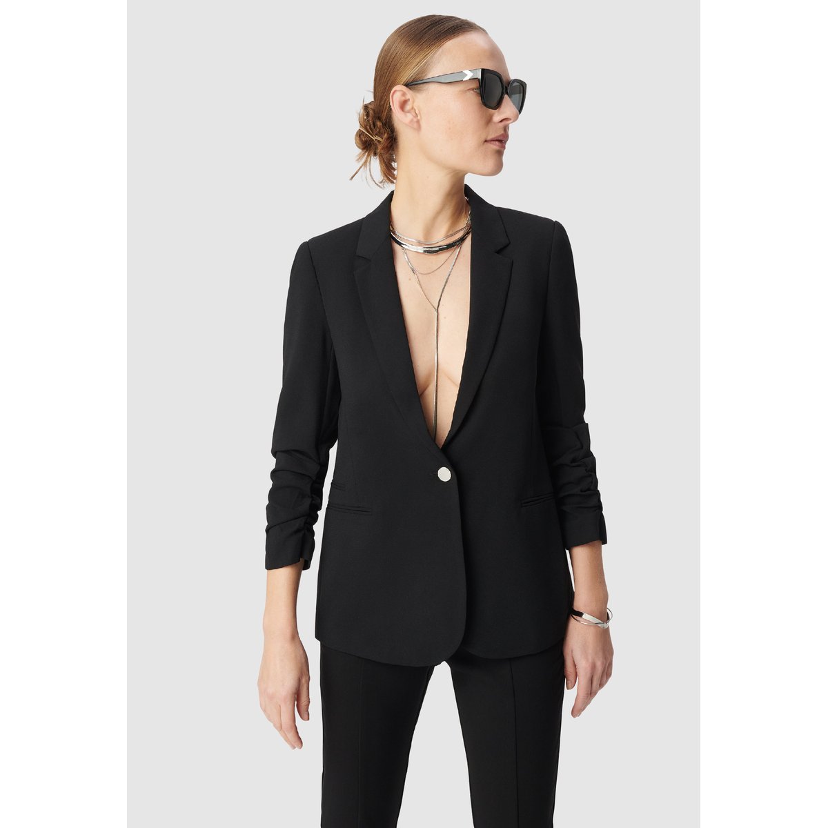 Veste tailleur en crêpe noir, IKKS