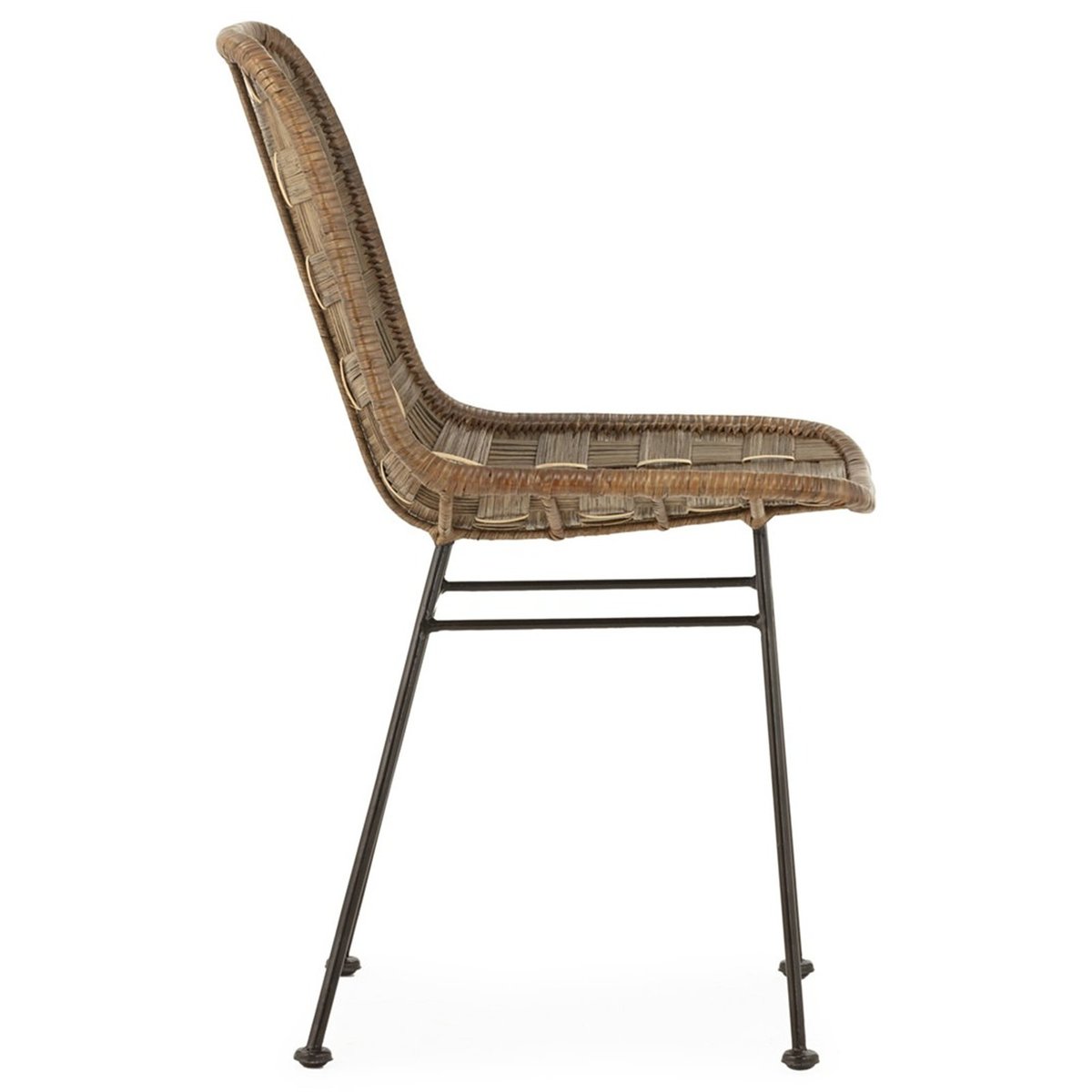 Chaise en osier tressé et métal gris lavé, naturel et noir, RECOLLECTION