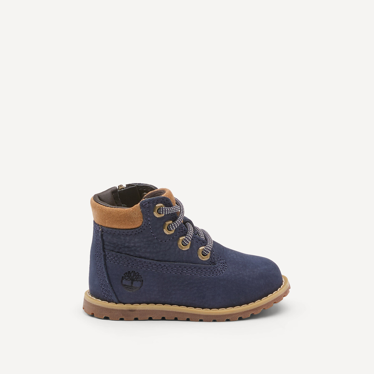 Bottines en cuir, à lacets et zippées, POKEY PINE MID LACE bleu marine, TIMBERLAND
