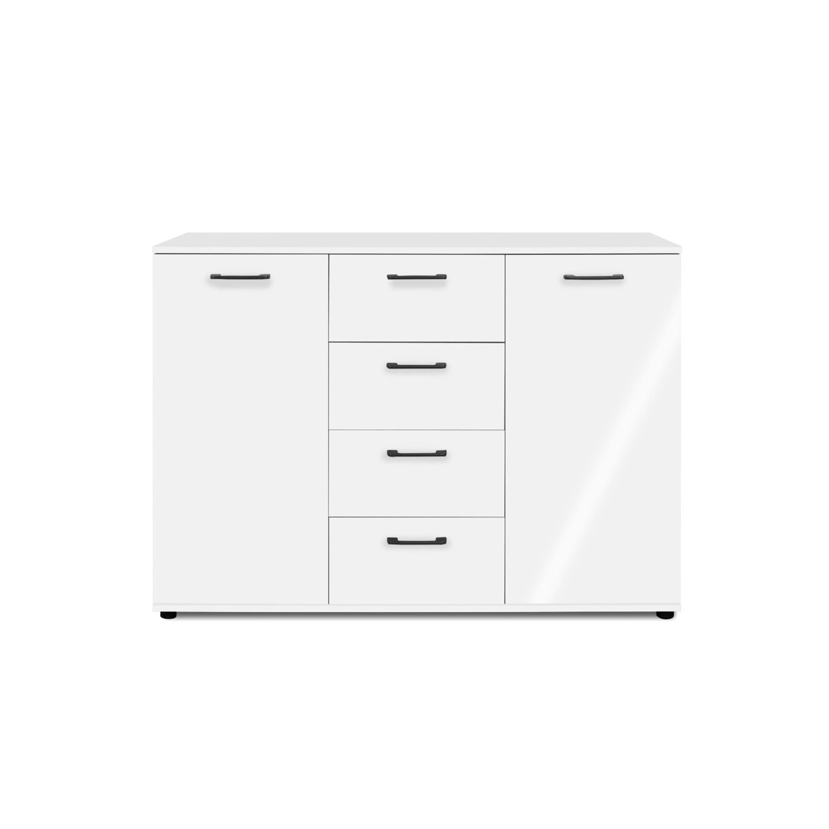 Buffet étroit blanc 2 portes 4 tiroirs ALVA blanc, PIER IMPORT