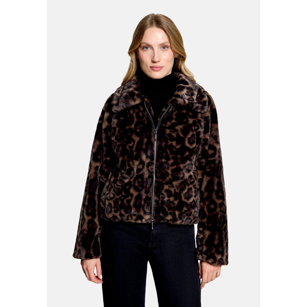 Veste en peluche avec partie veste sans manches amovible taupe/black, AMBER & JUNE