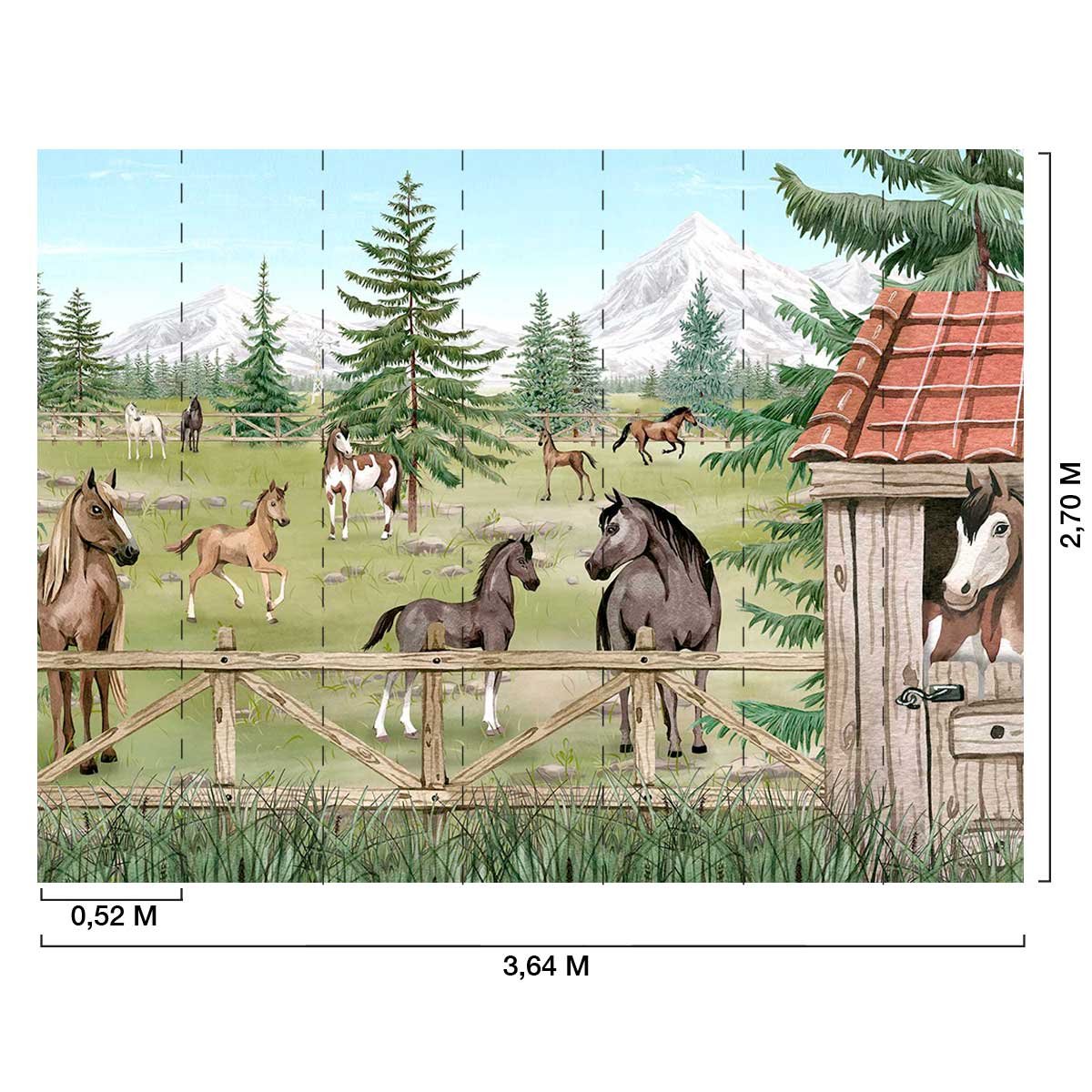 Papier peint chevaux et western chambre garçon vert, HEXOA