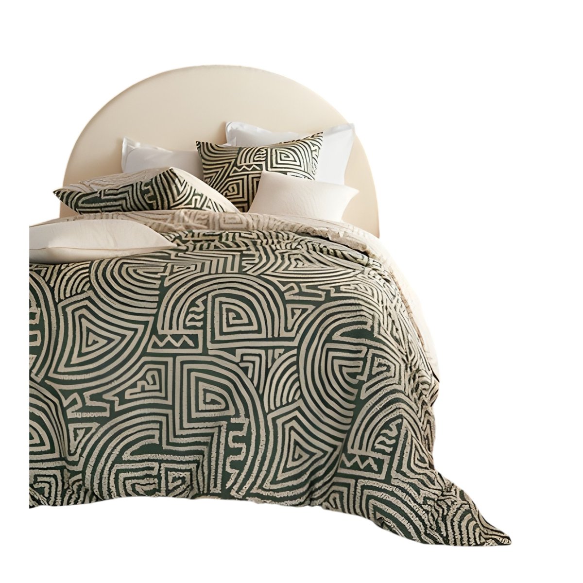 Housse de couette + 2 taies Naya vert, EDEN