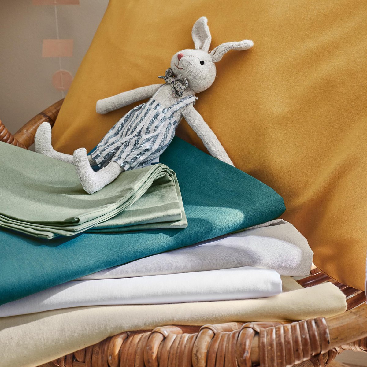 Housse de couette enfant uni bleu paon, TRADILINGE