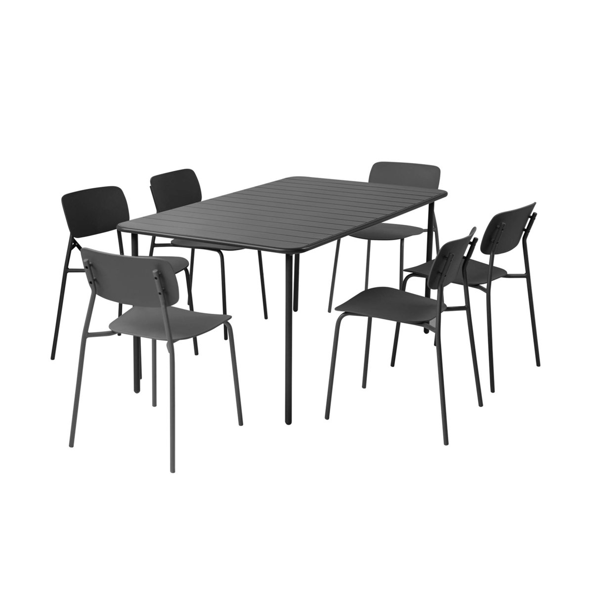 Table de jardin métal + 6 assises AMÉLIA + LIVA anthracite, SWEEEK