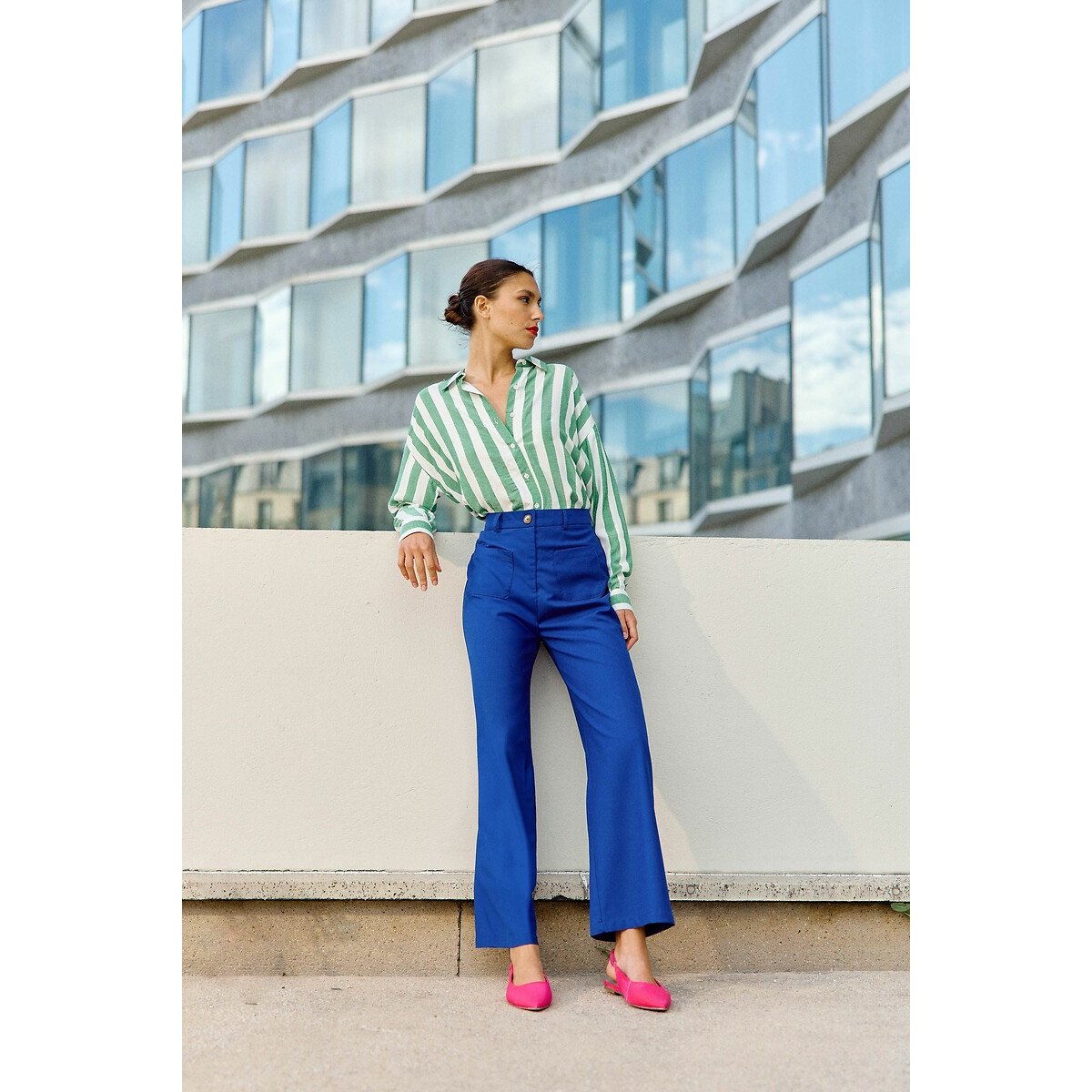 Sonny Wide Leg Trousers with Patch Pockets blue, LA PETITE ETOILE