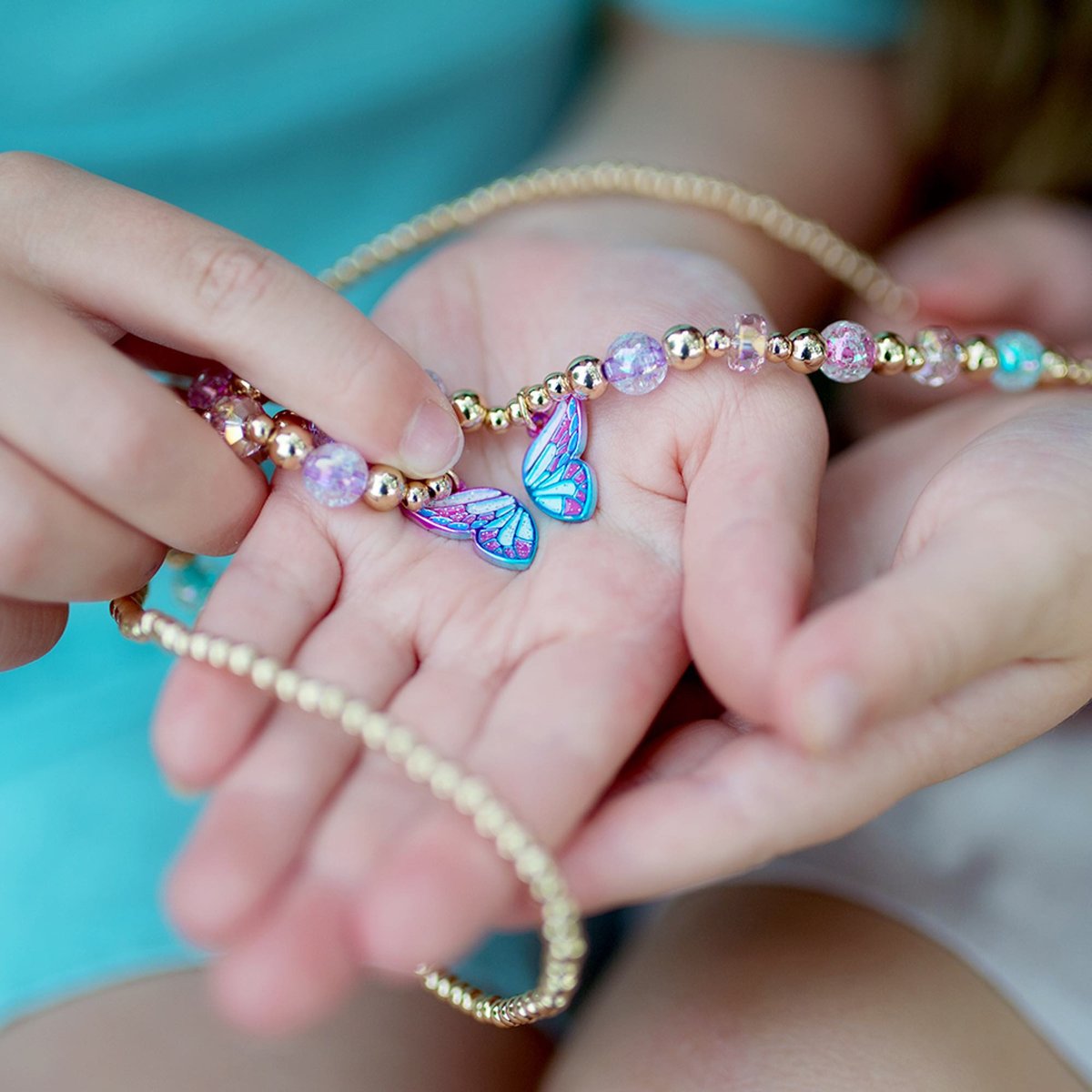 Collier d'amitié BFF duo papillon & arc-en-ciel rose, GREAT PRETENDERS
