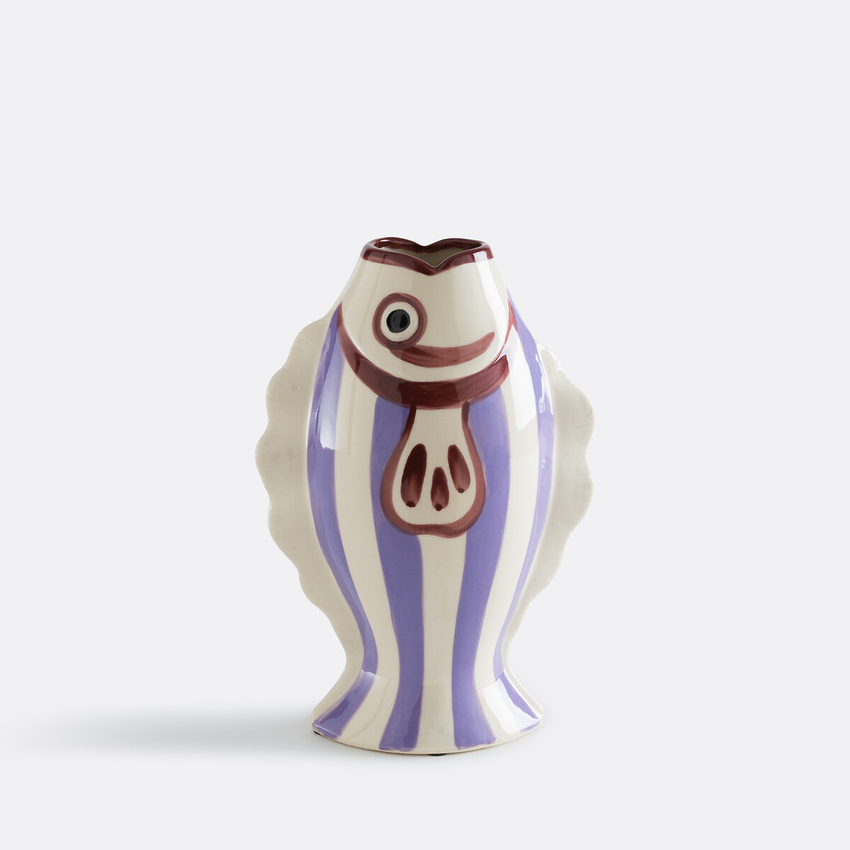 Vase forme poisson, en céramique, hauteur 31 cm, FISKA violet, LA REDOUTE INTERIEURS