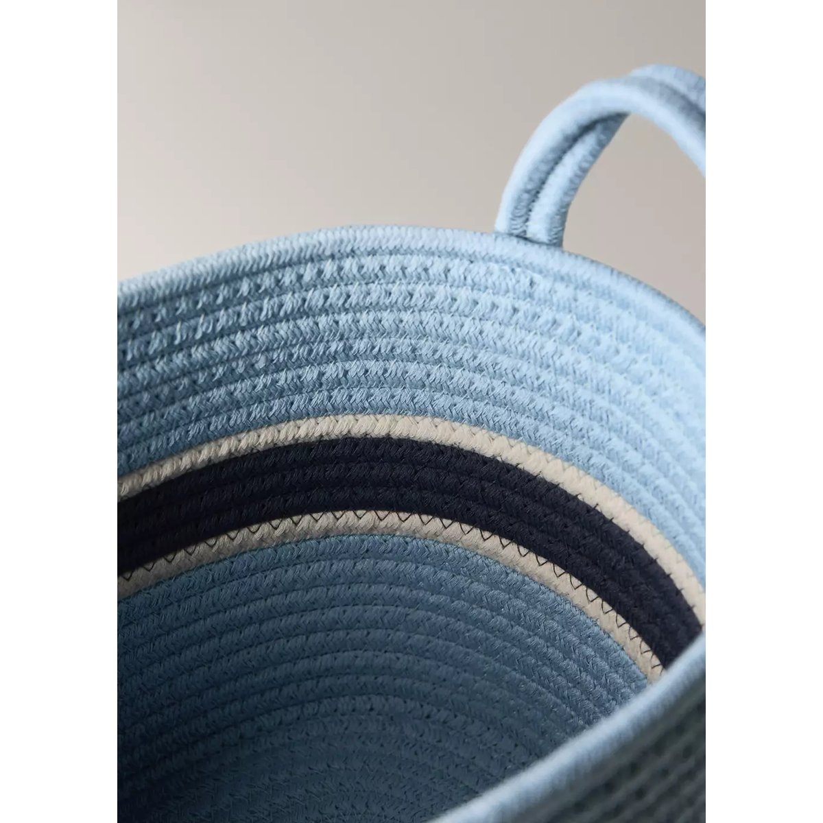 Panier coton avec anses taille moyenne bleu, MANGO HOME