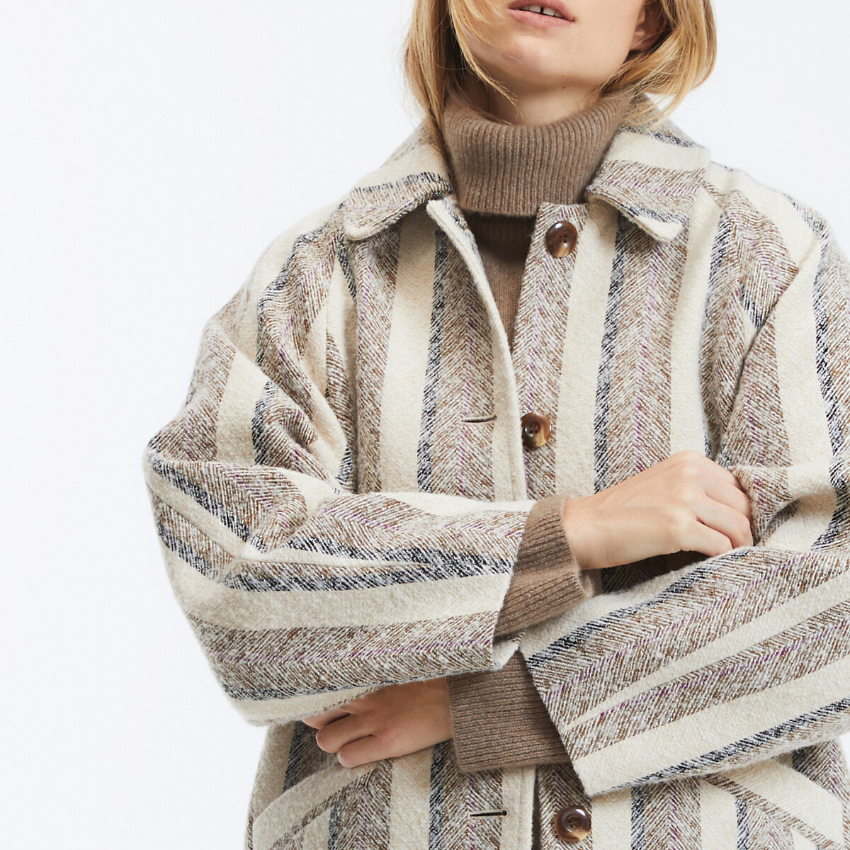 Yolo Mid-Length Coat with Button Fastening grey, DES PETITS HAUTS