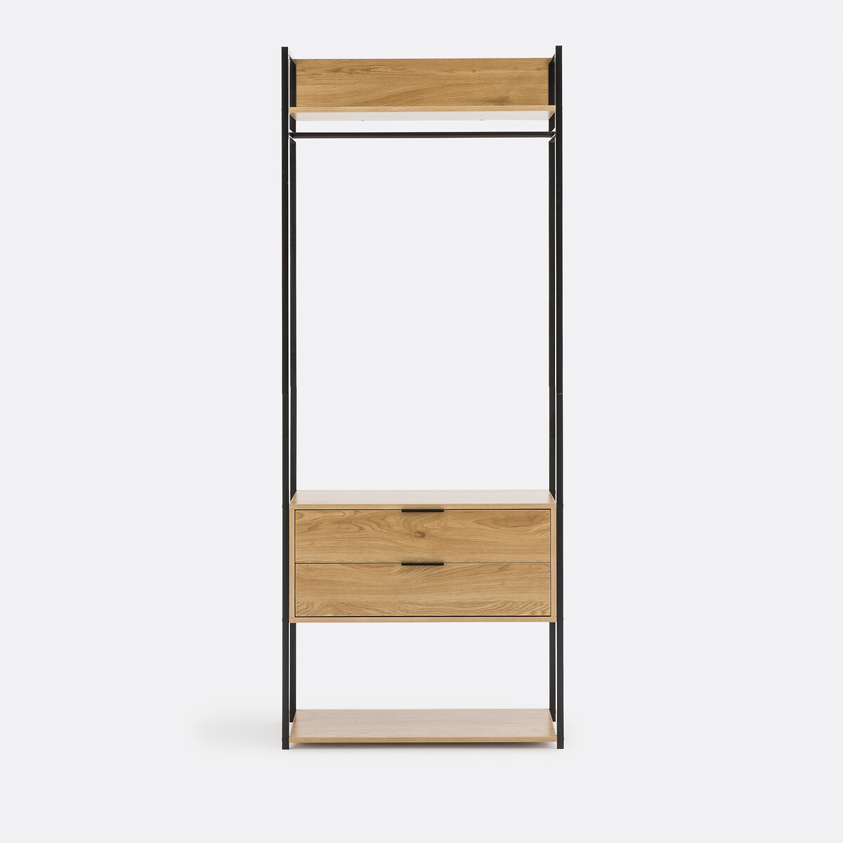 Módulo de vestidor, 2 cajones, barra para colgar, OAKI negro/madera, LA REDOUTE INTERIEURS