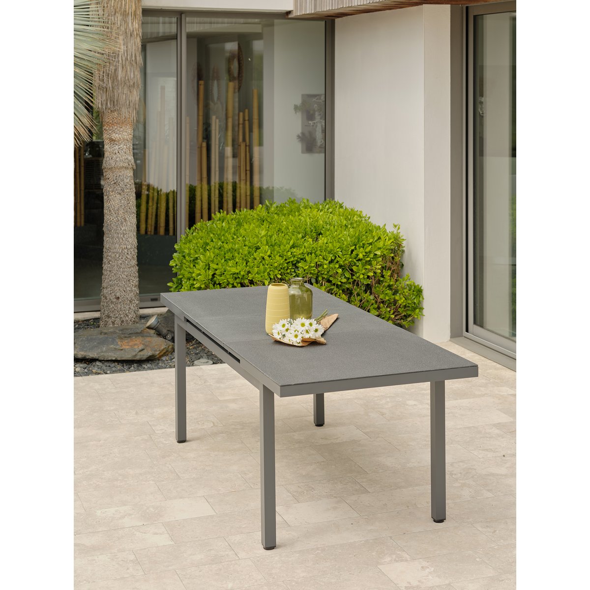 Ensemble repas de jardin 4 places en aluminium DANIA gris anthracite, DCB GARDEN