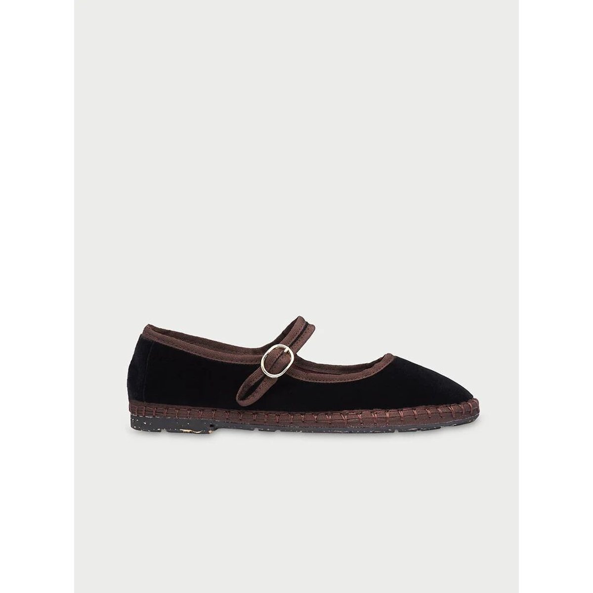 Ballerines Mary-Jane en velours Sethe noir/marron, FLABELUS