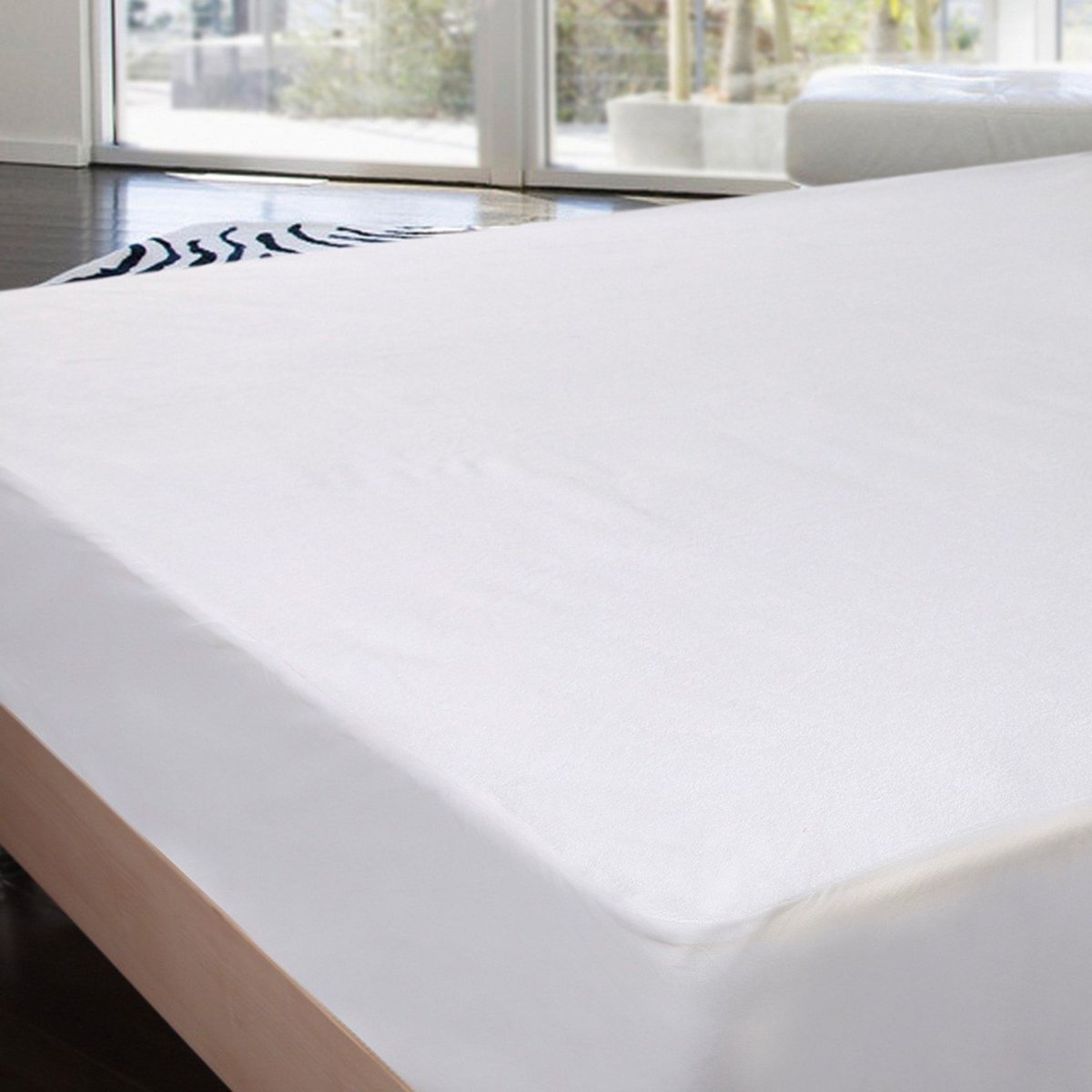 Protège-matelas en forme de drap housse blanc, OLYMPE LITERIE