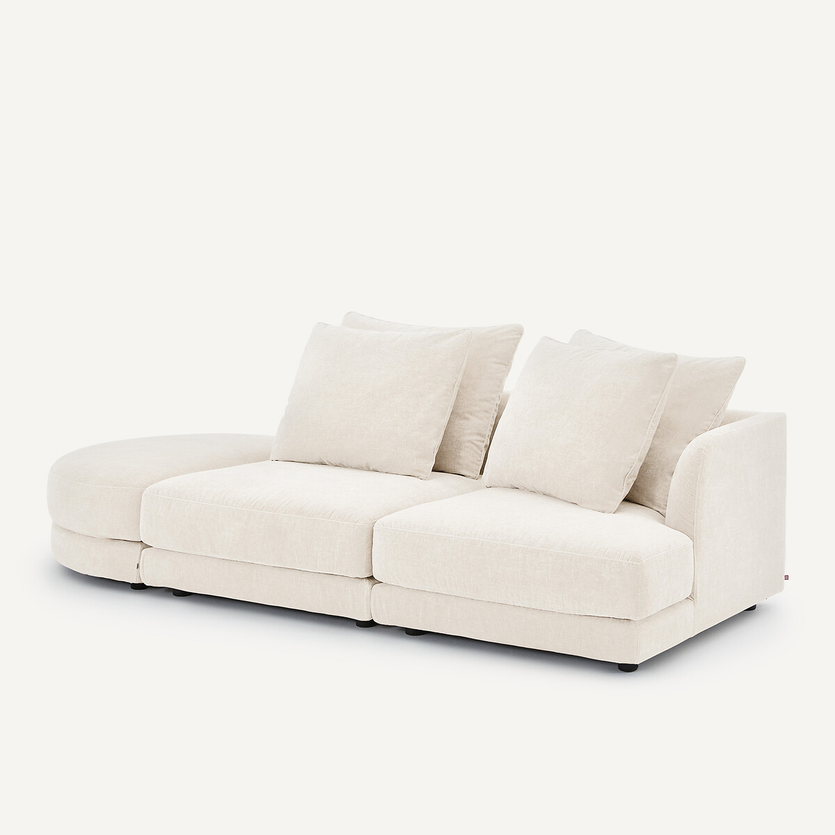 Rechtes Einzelsofa, modular, aus Chenille-Samt, TIBERIO weiss, AM.PM