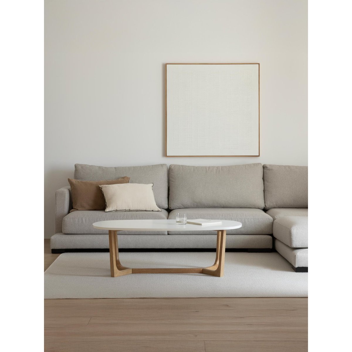 Table basse DM - OVAL beige clair - blanc, KENAY