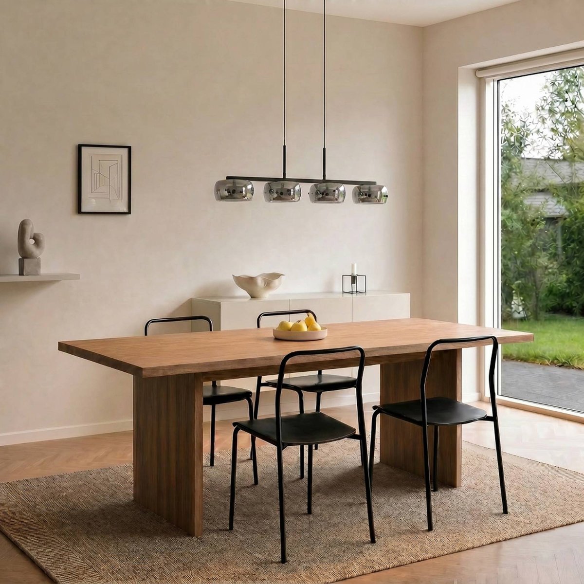 Suspension en verre moderneLED, Martis noir, gris fumé, LUCANDE