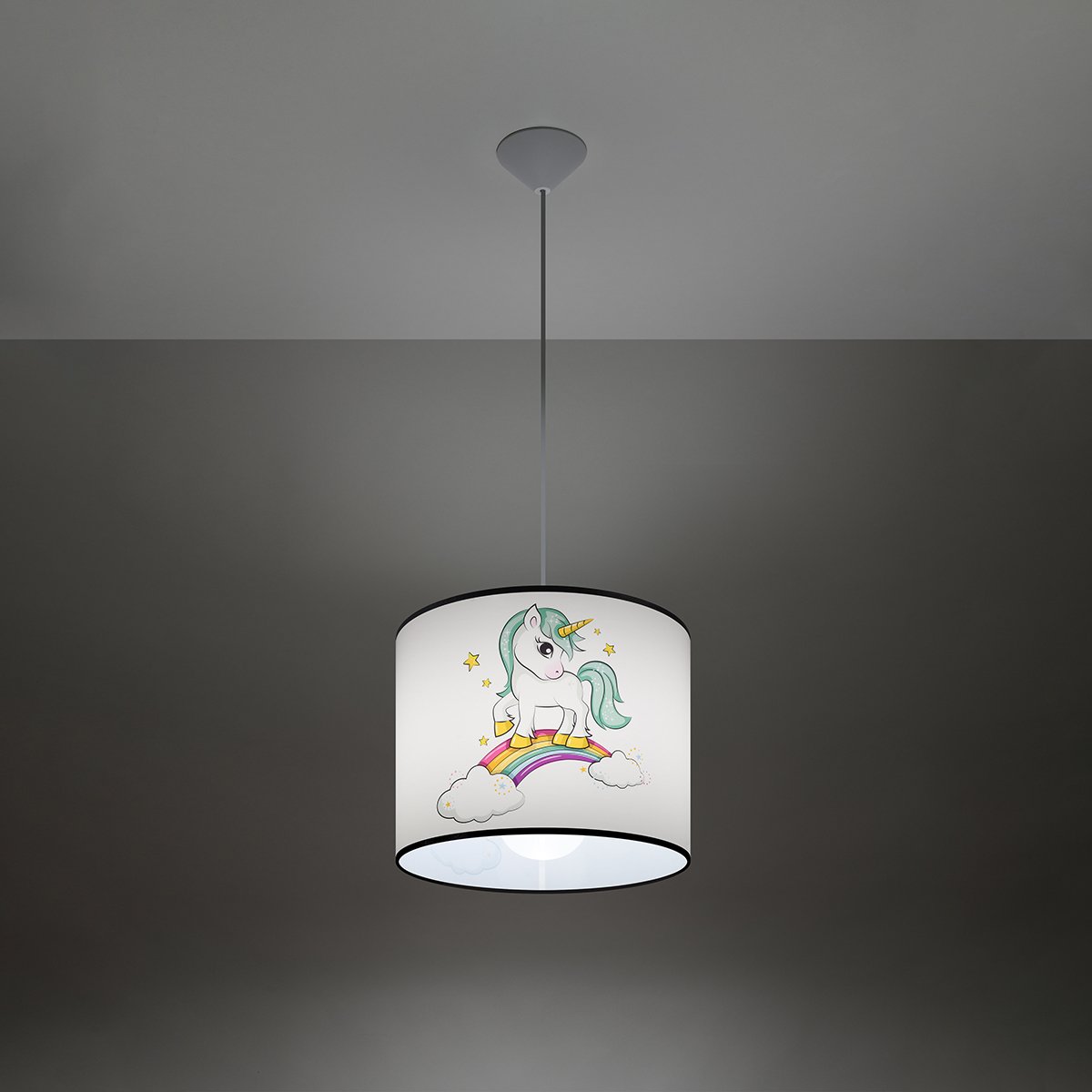 Suspension PVC Multicolore E27 1 Licorne 30 multicolore, EDEN
