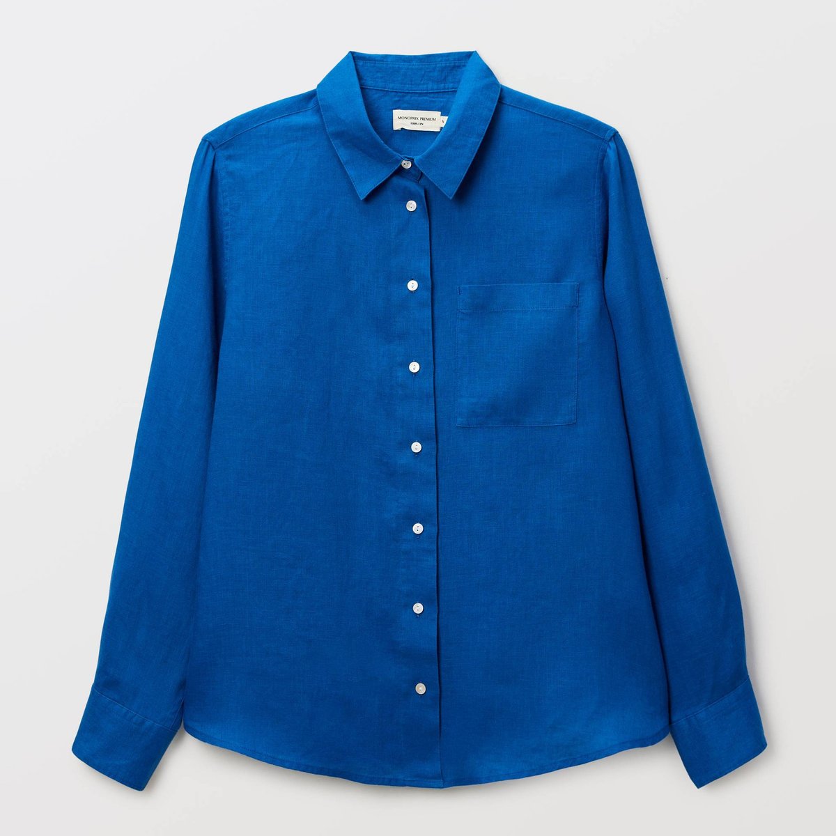Chemise manches longues unie en lin super sonic, MONOPRIX