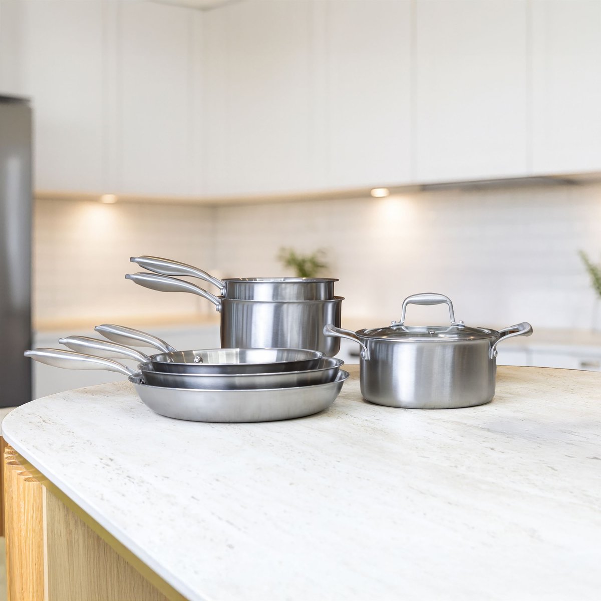Batterie de cuisine 6 pièces en acier inoxydable, TRINOX inox, MENASTYL
