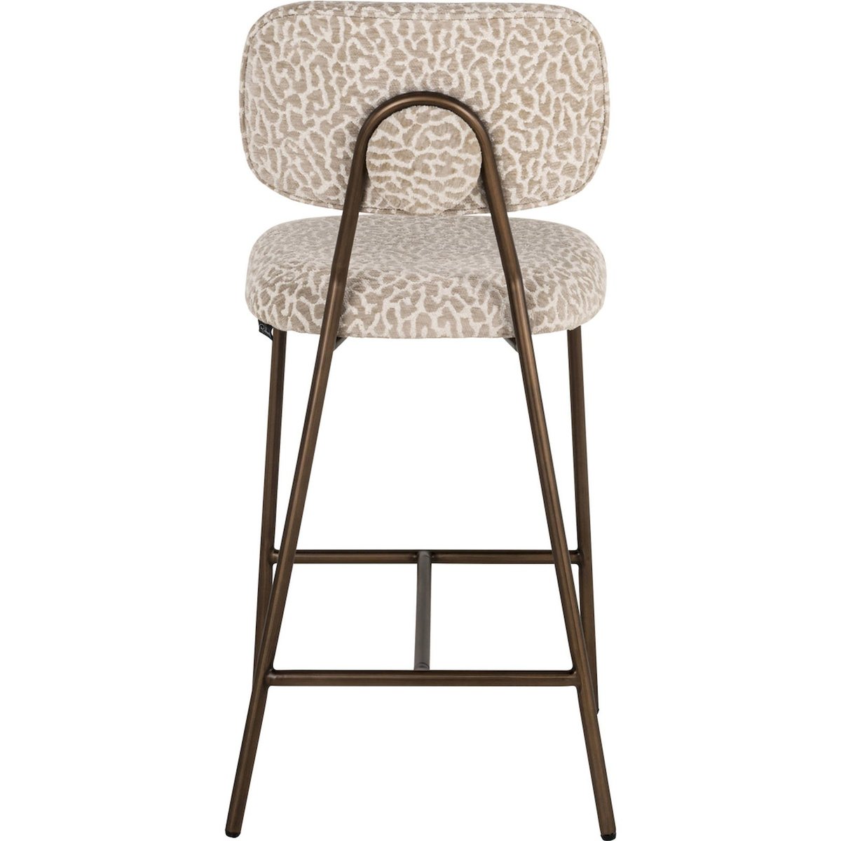 Tabouret de bar en tissu (lot de 2) beige léopard finition bronze foncé, RECOLLECTION