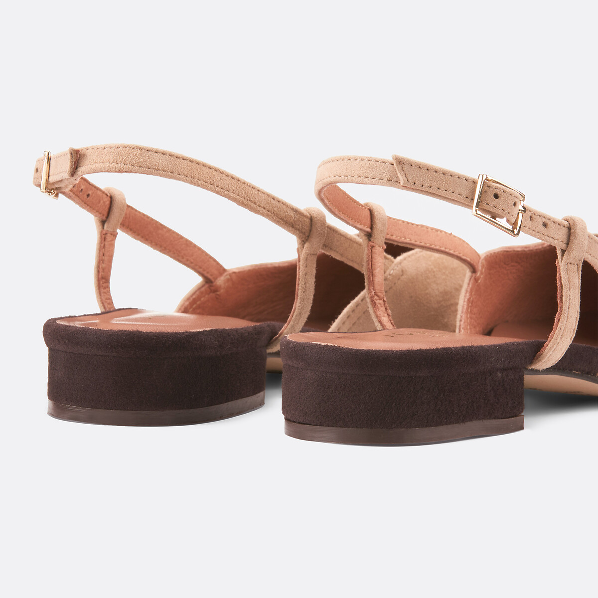 Ballerines slingback en cuir velours Dhapou marron/camel, JONAK