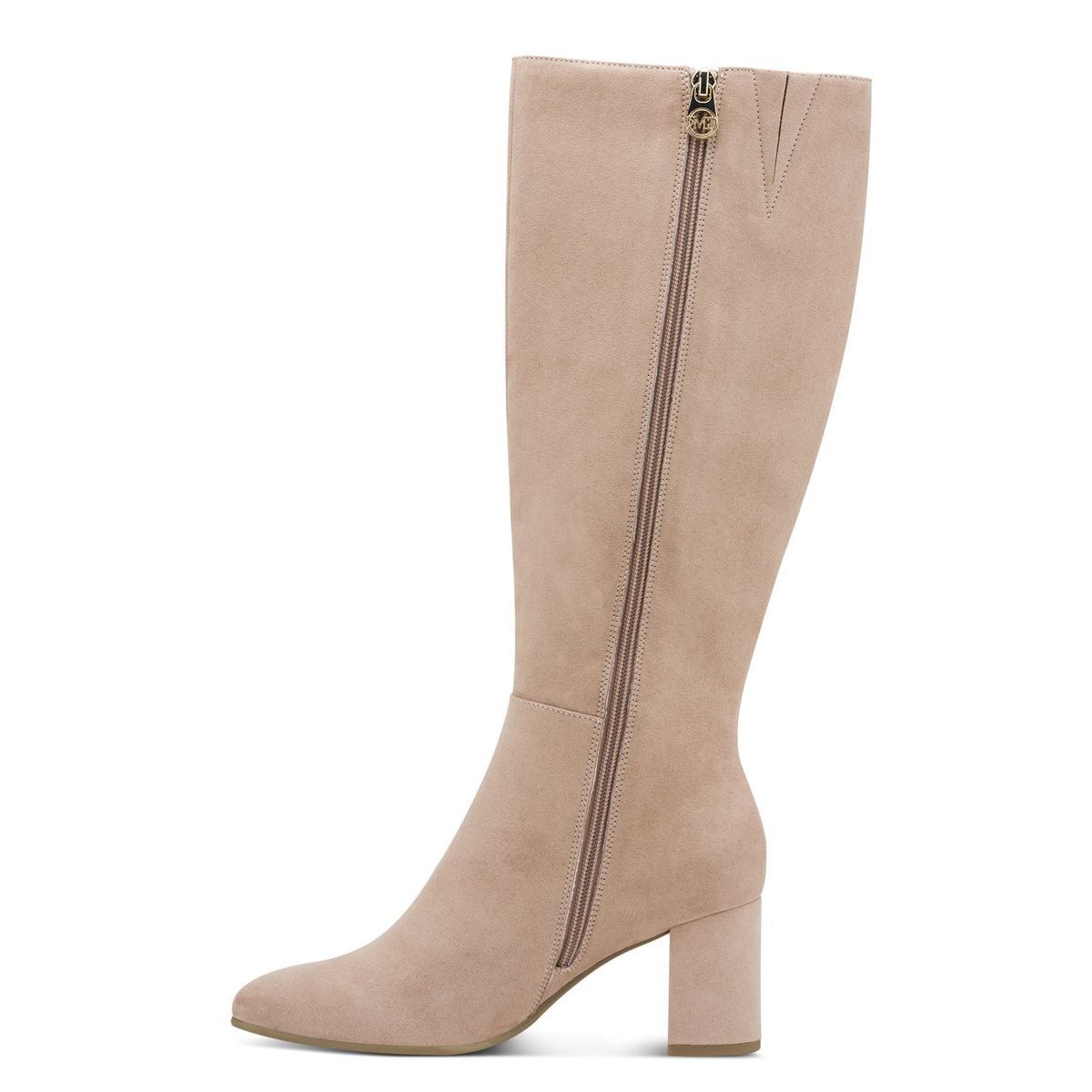 Bottes talon bloc beige crème brillant, MARCO TOZZI