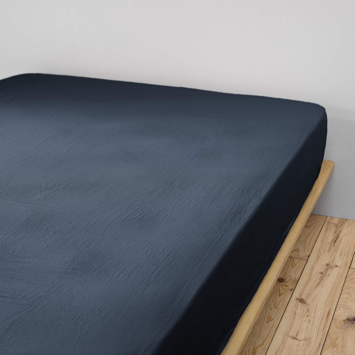 Drap housse gaze de coton bleu marine, TERRE DE NUIT