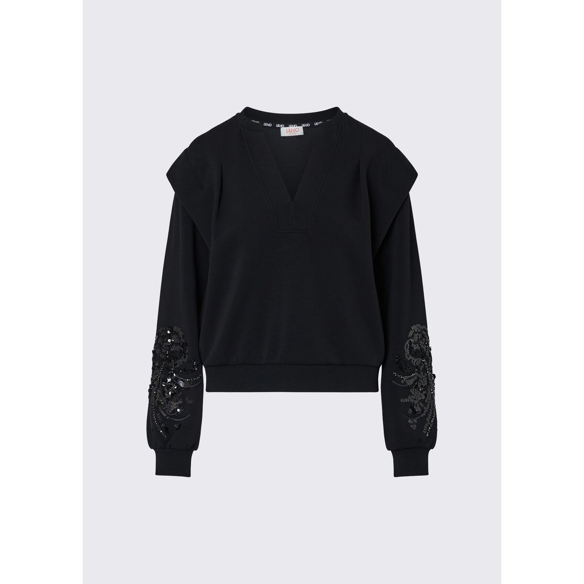 Sweat-shirt avec broderies bijoux noir, LIU JO