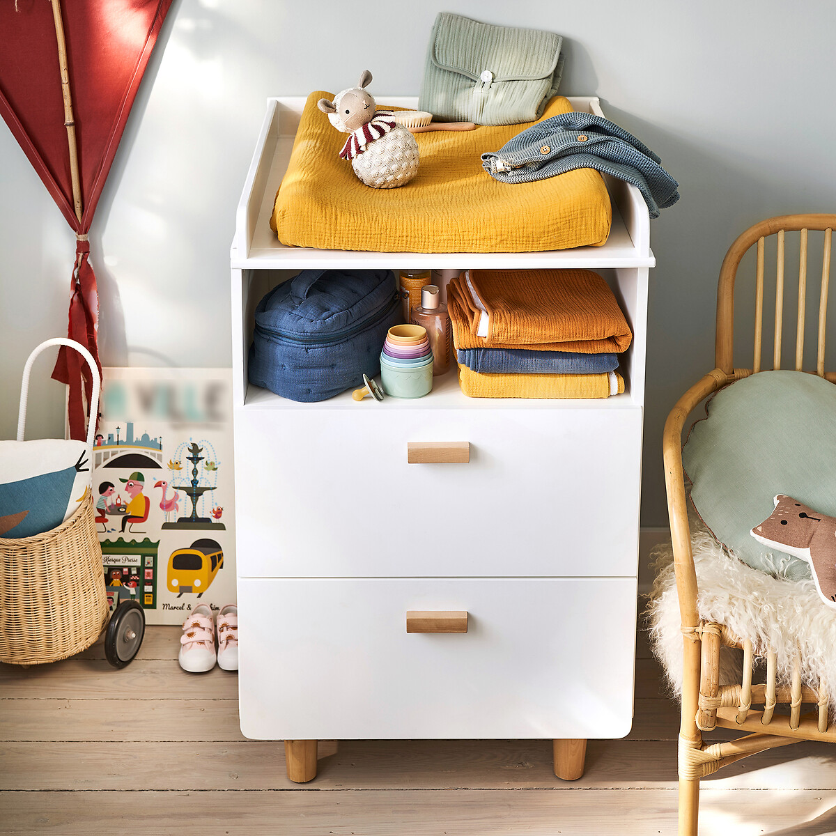 Lot de 2 housses de matelas à langer, Kumla blanc, LA REDOUTE INTERIEURS