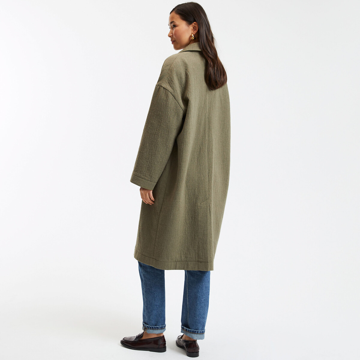 Oversized buttoned overcoat khaki green, LA REDOUTE COLLECTIONS
