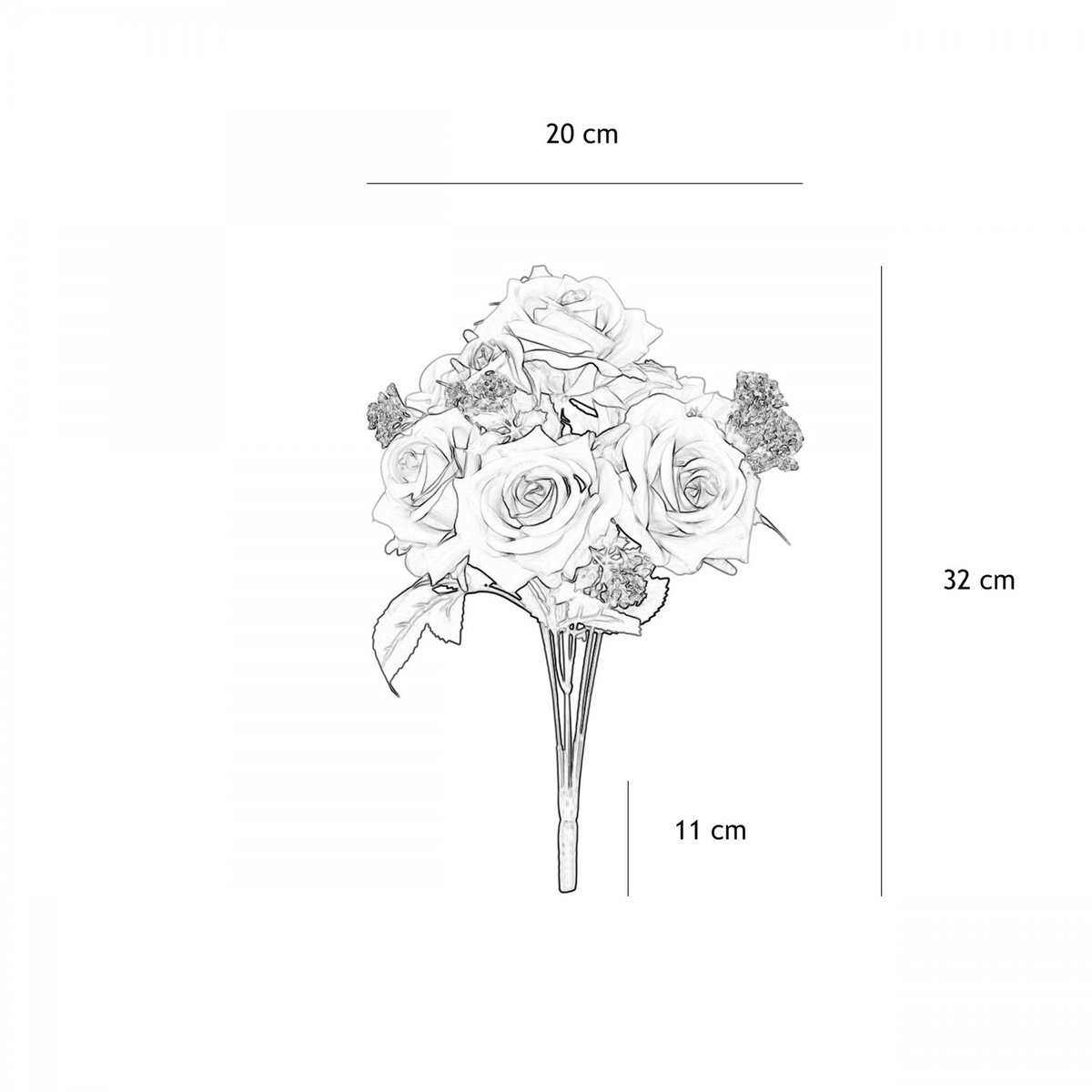 Bouquet artificiel de roses 32cm rose lot de 2 autres, LIGNE DECO