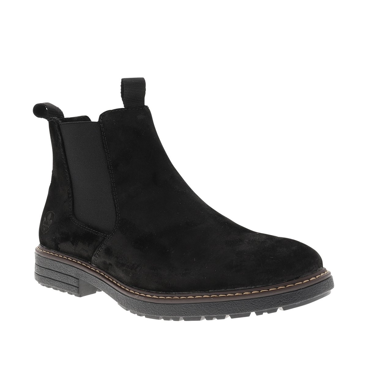 Boots en cuir noir munies d'un zip et d'un soufflet élastiqué noir, RIEKER