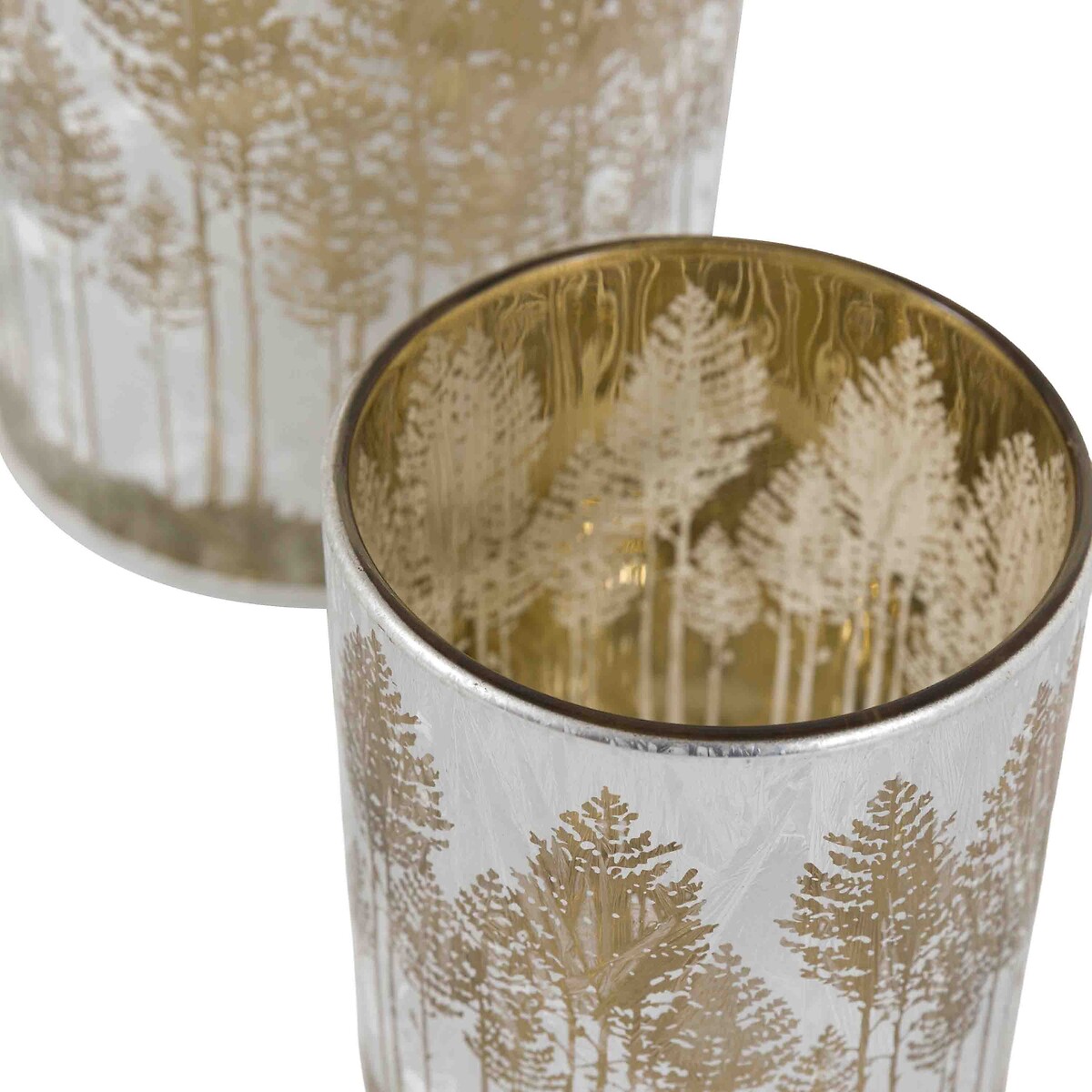 Set of 3 Deco Luxe Etched Tree Candle Holders in Silver silver-coloured, ÉDITÉ
