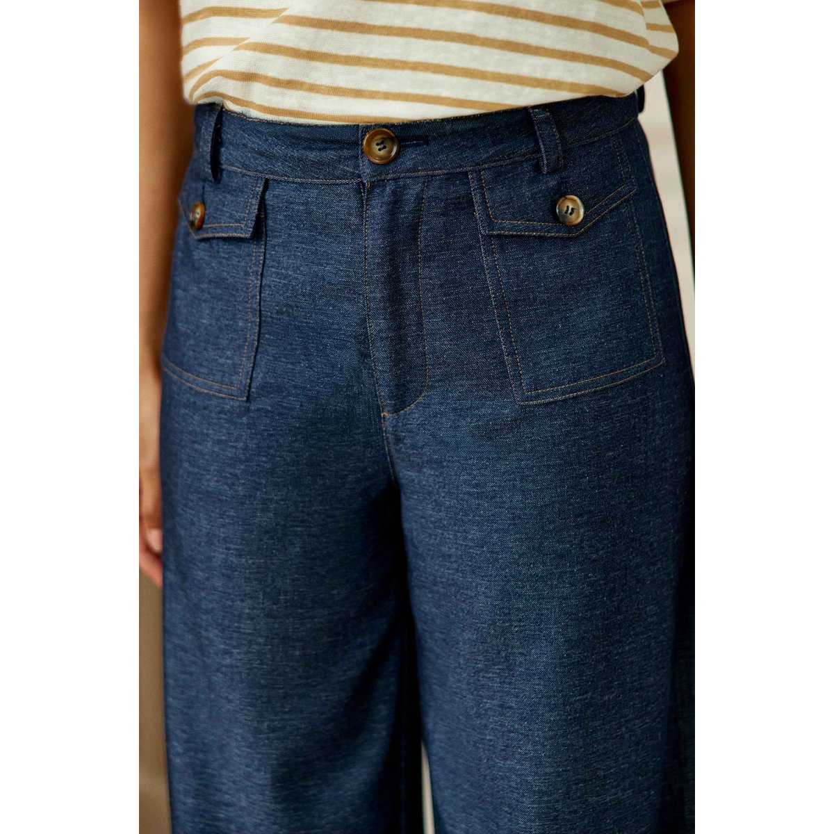 Pantalon large uni ATLANTO 25-marine, LA PETITE ETOILE