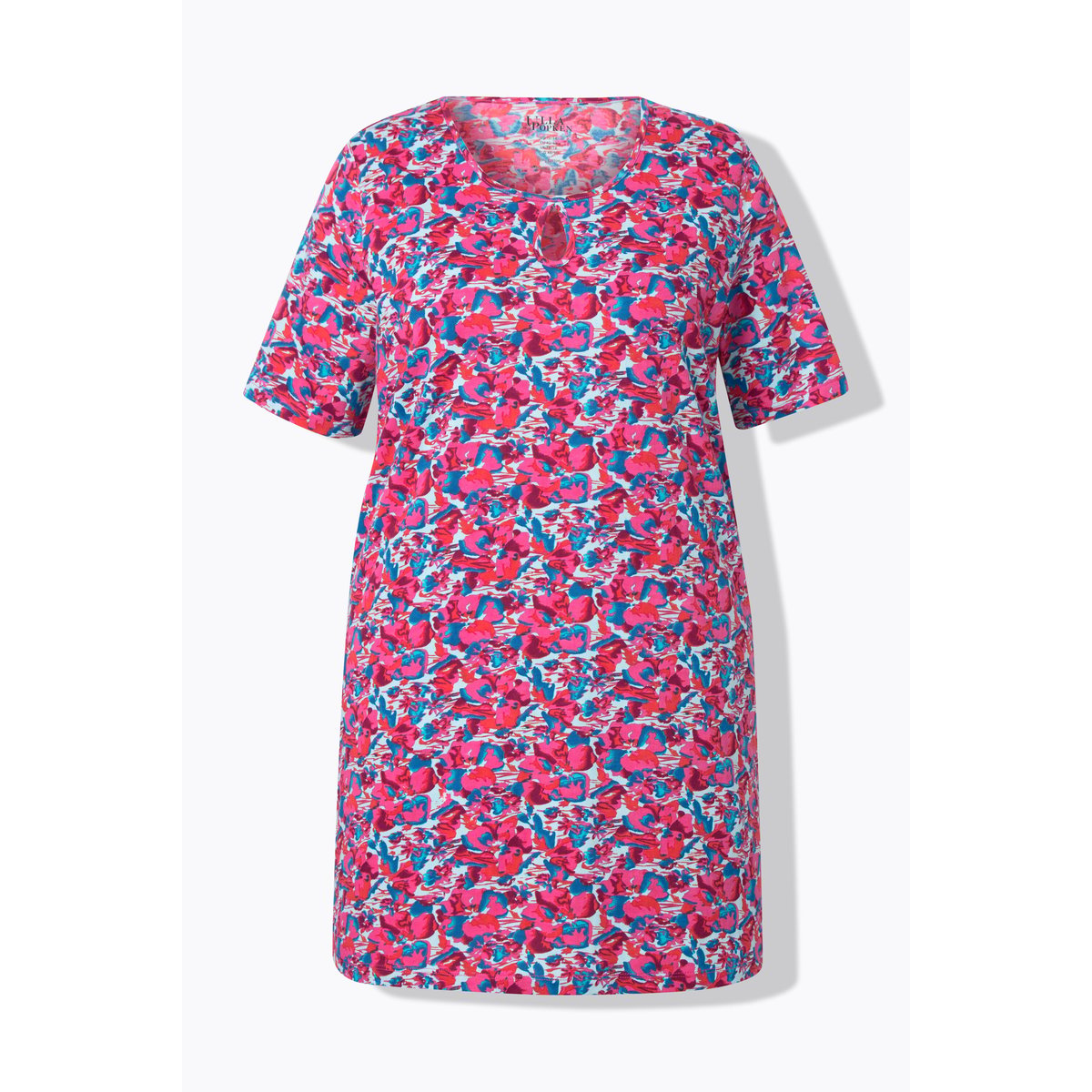 T-shirt long. Col rond et manches courtes. marine, ULLA POPKEN