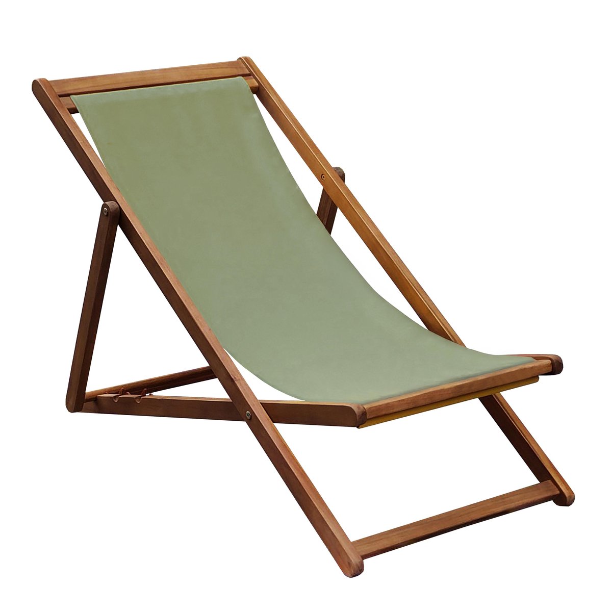 Lot de 2 chiliennes en acacia FSC 100% inclinables 3 positions, HOULGATE vert kaki, OVIALA