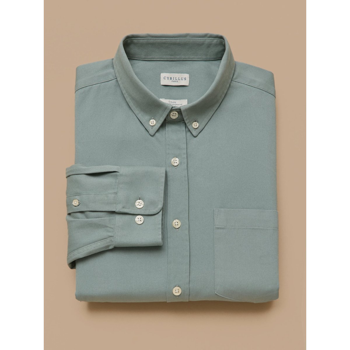 Chemise twill délavé - coupe contemporaine celadon, CYRILLUS