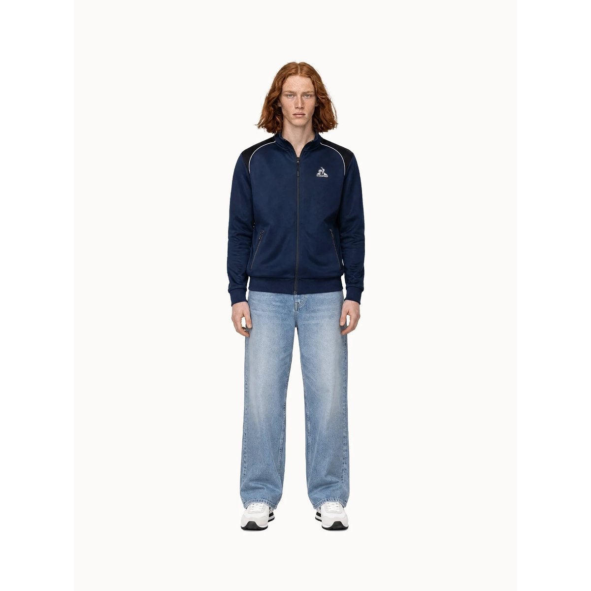 Veste zippée à capuche Coq d'Argent en jersey effet piqué Coq d'argent blue, LE COQ SPORTIF