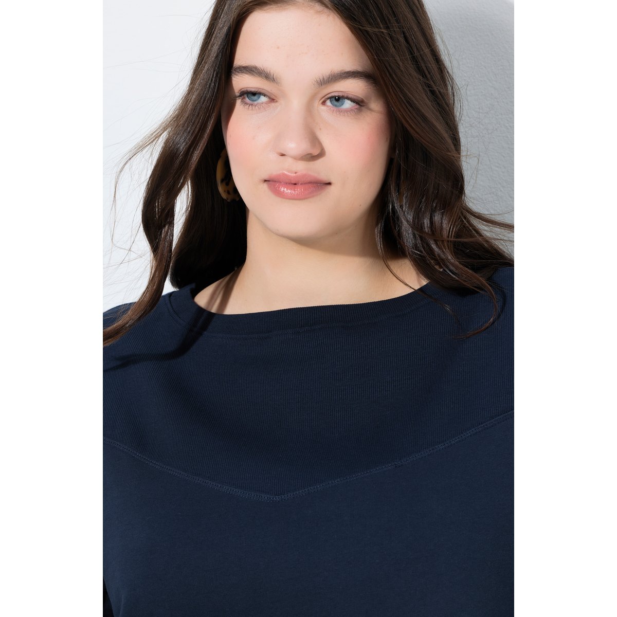Sweat-shirt en coton bio marine, ULLA POPKEN