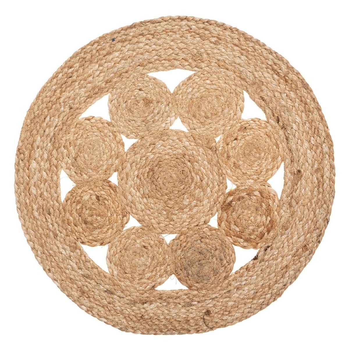 Set de table en jute ajourée D38 beige, ATMOSPHERA