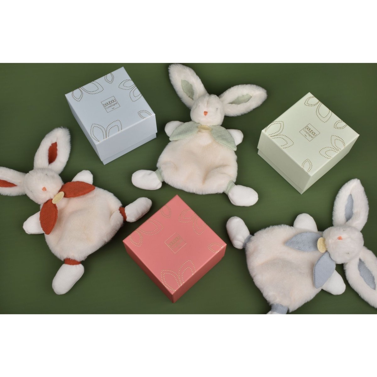 Doudou Lapin blanc, bleu, DOUDOU ET COMPAGNIE