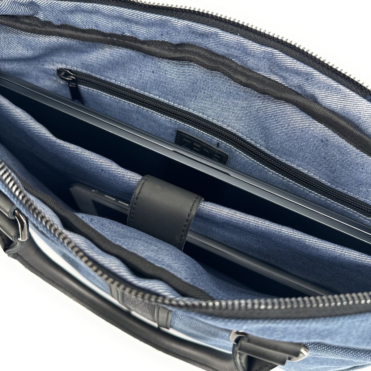 Sacoche ordinateur en toile et cuir TAIPEI denim, OH MY BAG