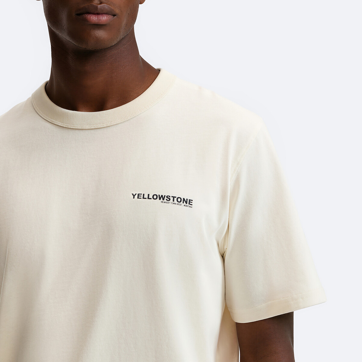 T-shirt col rond, manches courtes ecru, LA REDOUTE COLLECTIONS