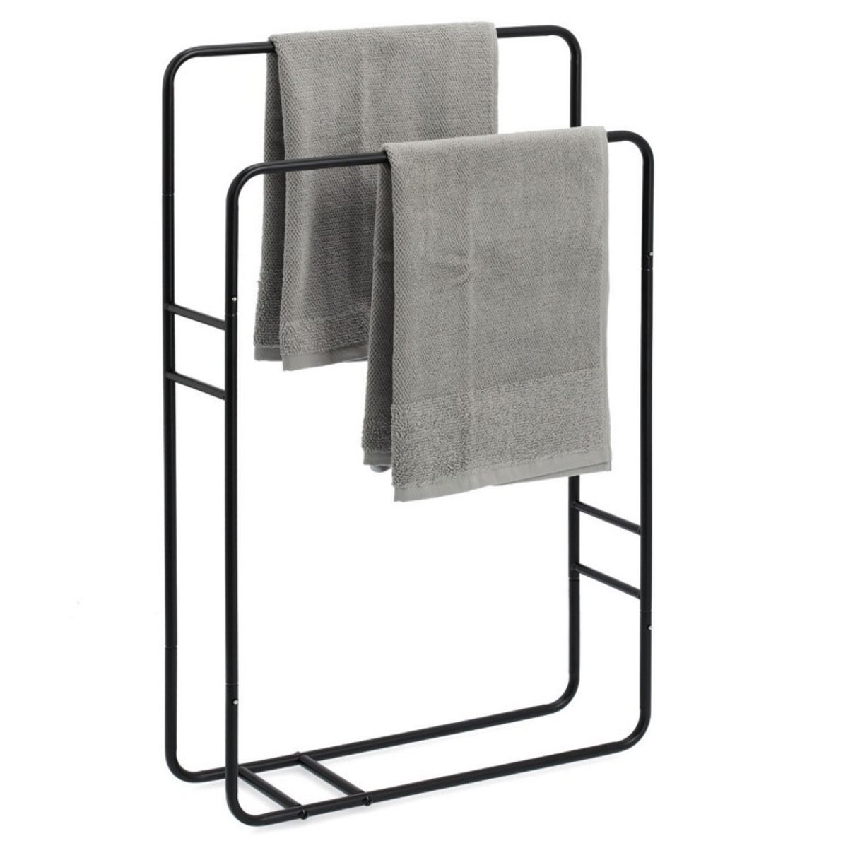 Porte-serviettes à poser design métal noir, ZELLER PRESENT
